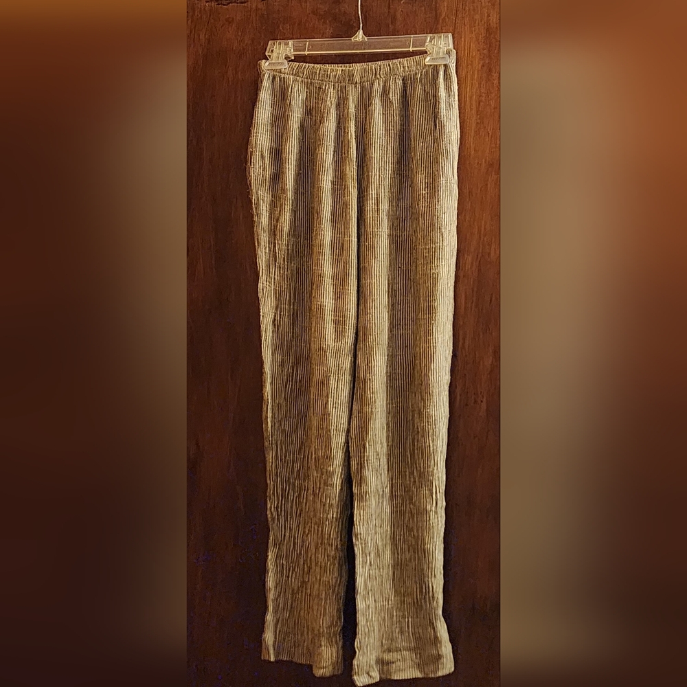 Crinkle long pants with pockets